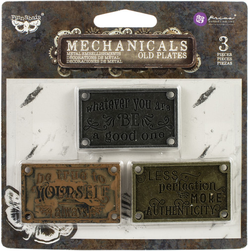 Finnabair Mechanicals Metal Embellishments-Old Plates 3/Pkg