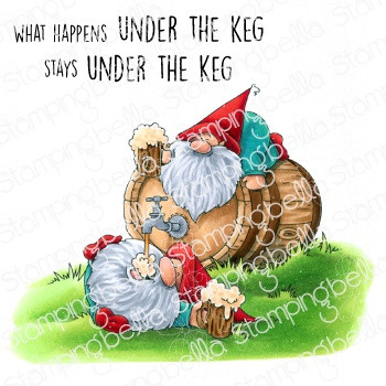 Stamping Bella Cling Stamps-Two Gnomes Under A Keg