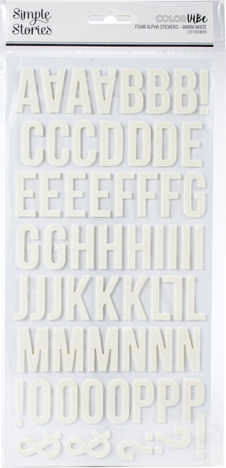 Simple Stories Color Vibe Foam Alpha Stickers 6"X12" 129/Pkg-White