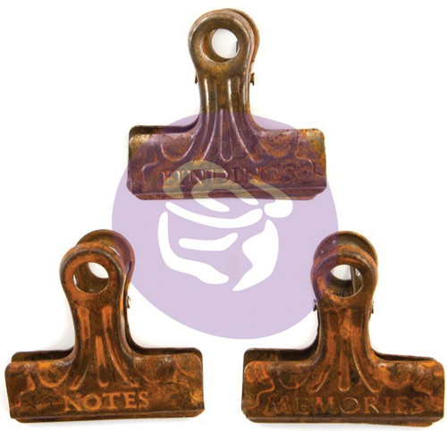 Prima Art Daily Planner Metal Binder Clips 3/Pkg-Rusty