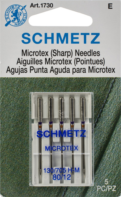 Schmetz Microtex Sharp Machine Needles-Size 12/80 5/Pkg