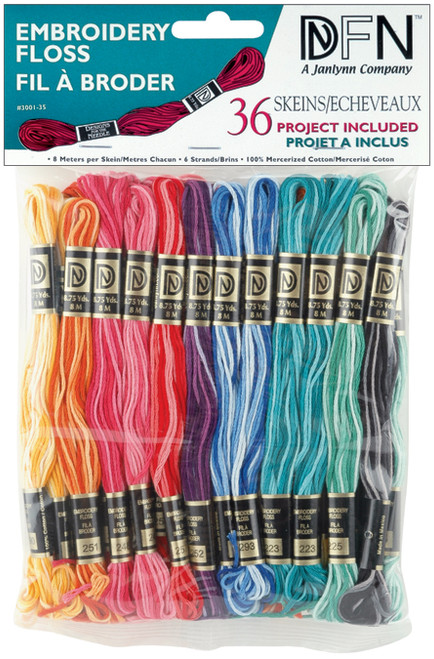 Janlynn Cotton Embroidery Floss Pack 8.7yd 36/Pkg-Variegated Colors
