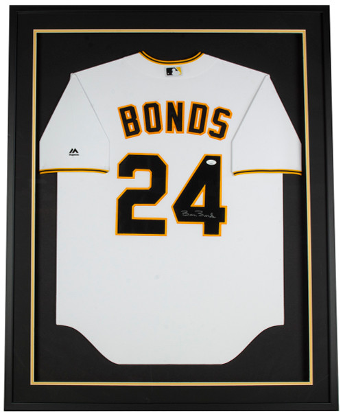 Barry Bonds Signed Framed Pittsburgh Pirates White Majestic Baseball Jersey JSA