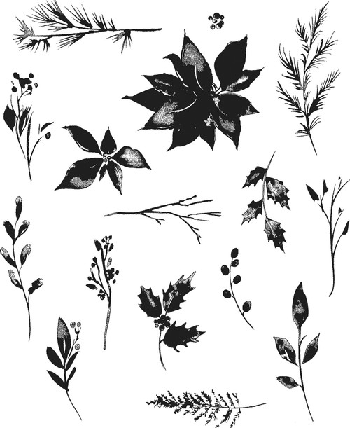 Tim Holtz Cling Stamps 7"X8.5"-Winter Watercolor