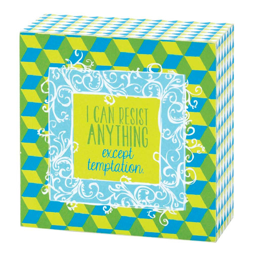 4" Blue and Green Geometric Square Tabletop Plaque