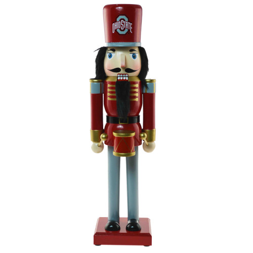 14" Free Standing Wooden Nutcracker with Ohio State Design