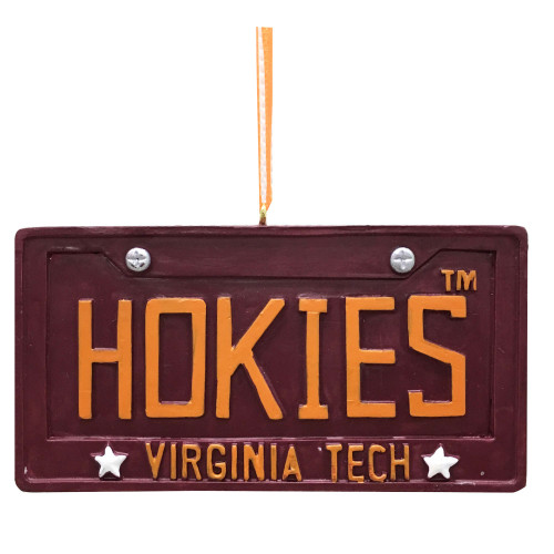 3.75" Virginia Tech Hokies License Plate Wall Christmas Ornament