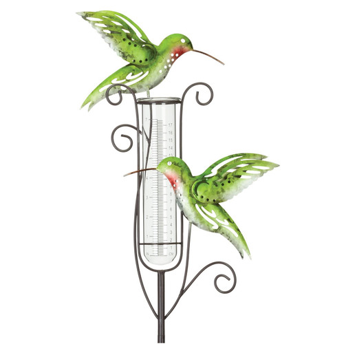 Hummingbird Capri Rain Gauge Stake Outdoor Garden 10.5 x 3 x 42.25 Inch