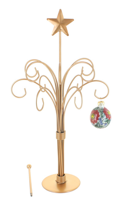 Blue Rose Polish Pottery 12 Arm Gold Table Top Tree