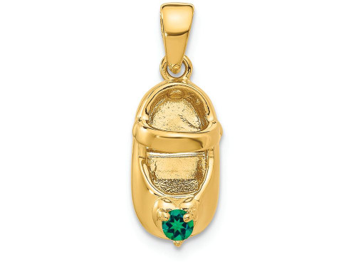 FJC Finejewelers 14k Yellow Gold 3D May Simulated Stone Engraveable Baby Shoe Charm K4652MAYA