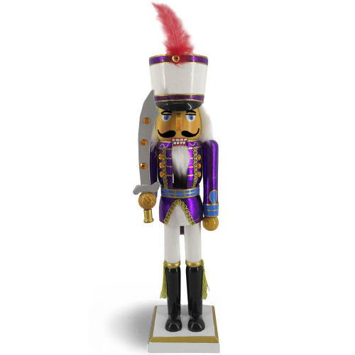Nutcracker Soldier in Purple Foil Jacket with Crown 15 Inch