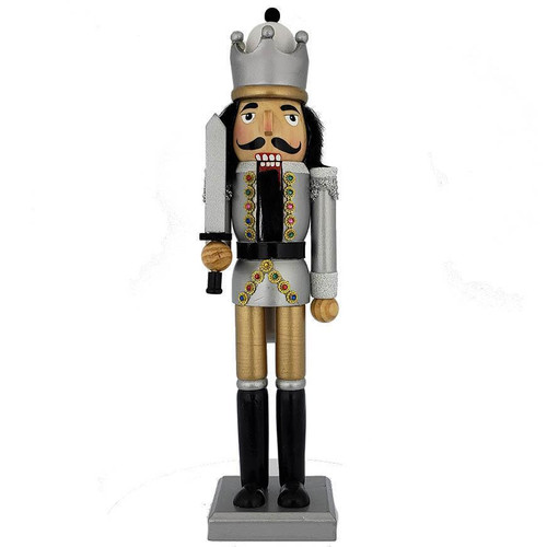 King Nutcracker Black and Silver Leaf Jacket with Gold 15 inch