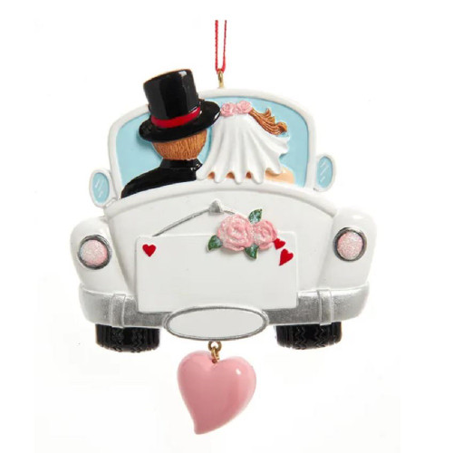 Wedding Couple in Car Christmas Tree Ornament A2057