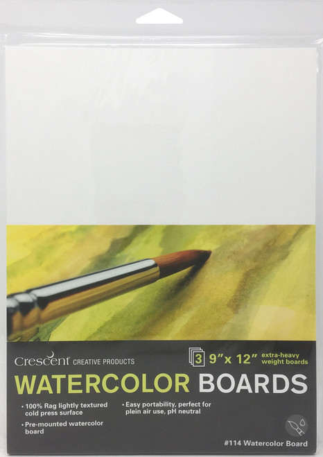 Crescent Watercolor Board 3/Pkg-9"X12" White