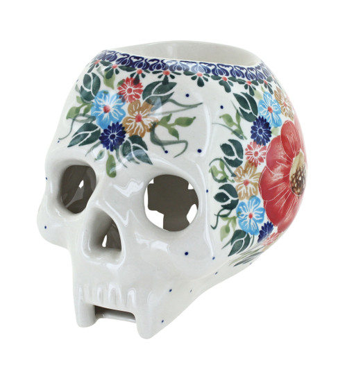 Blue Rose Polish Pottery Amelie Halloween Skull