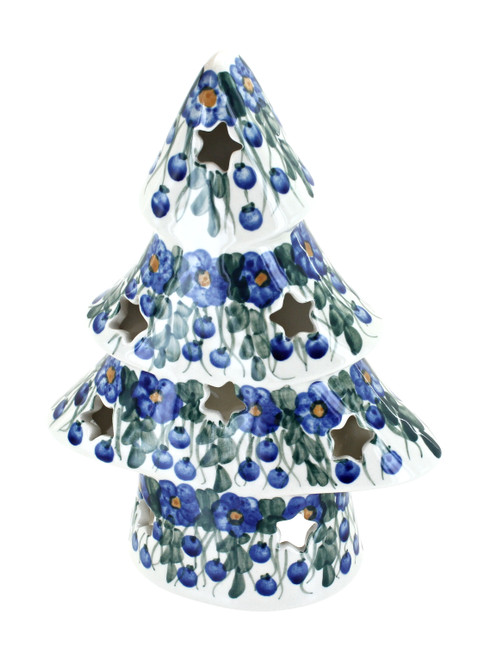 Blue Rose Polish Pottery Pandora Small Christmas Tree Luminary