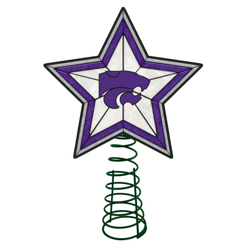 10" Lighted White and Purple Star NCAA Kansas State Wildcats Christmas Tree Topper