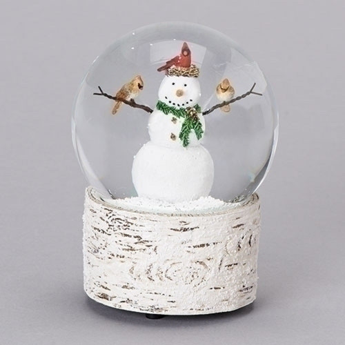 Snowman with Cardinal Musical Christmas Glitterdome 100mm