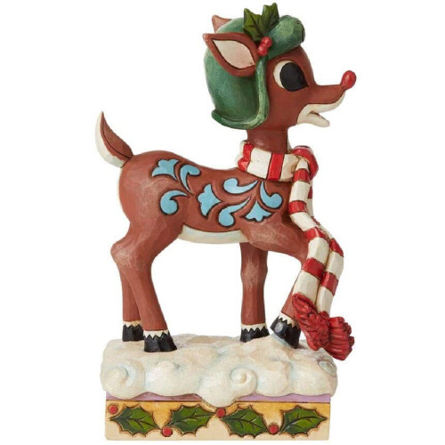 Jim Shore Rudolph Traditions Rudolph in Aviator Hat and Scarf Figurine 6009111