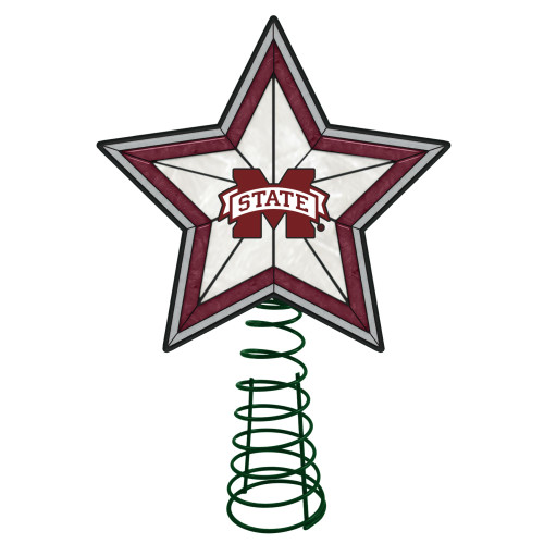 10" Red and White Star NCAA Mississippi State Bulldogs Christmas Tree Topper
