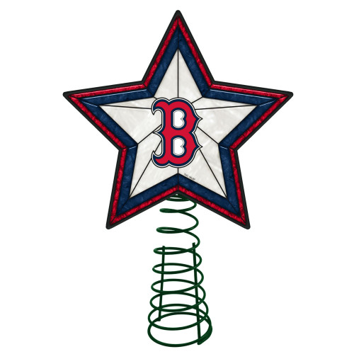 10" Lighted Red and White Star MLB Boston Red Sox Christmas Tree Topper