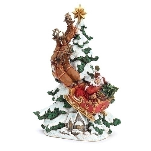 15.25"Santa and Deer Riding Up to the Sky
