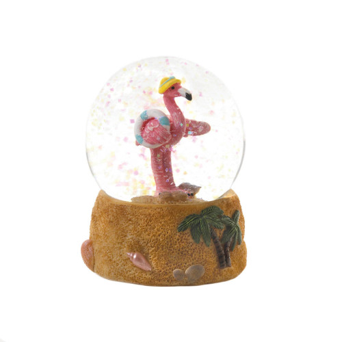 4" Pink and Brown Beach Party Flamingo Snow Globe (Pack of 2)