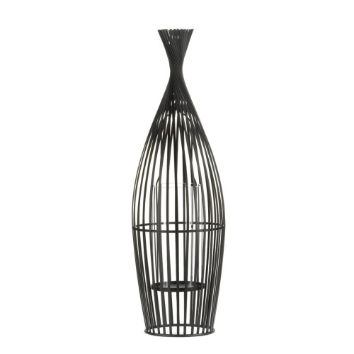 23.5" Midnight Black Large Wire Vase Candle Holder