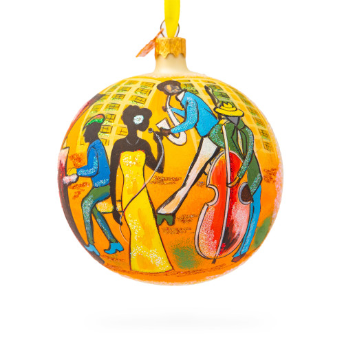 Jazz Band Glass Ball Christmas Ornament 4 Inches