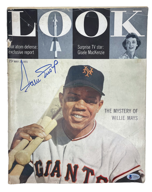 Willie Mays Giants Signed May 3rd 1955 Look Magazine Cover BAS LOA Auto 10