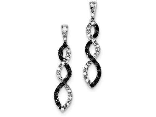 FJC Finejewelers Sterling Silver and Black Rhodium W/black and White Cubic Zirconia Twisted Post Earrings QE7337T