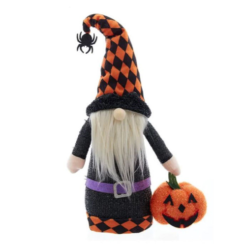 Halloween Gnome Holding Pumpkin 15 Inch HW1854