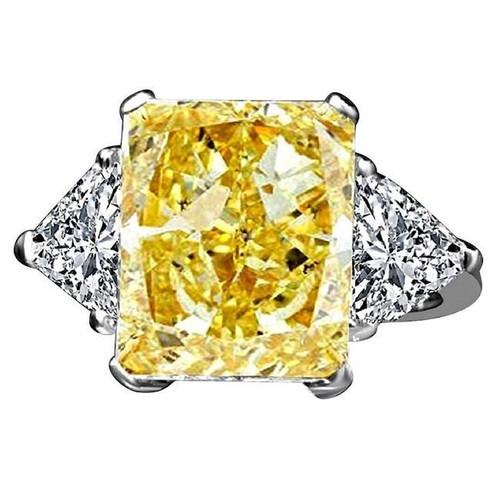 Radiant Diamond Veneer Cubic Zirconia Sterling Silver Three Stone Ring. 635R71352