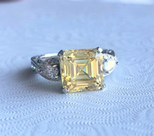 5CT Square Asscher Diamond Veneer Cubic zirconia Sterling silver Ring. 635R13839