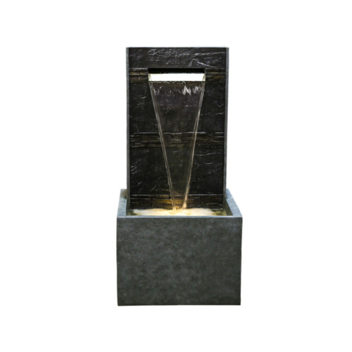 3.25' Stone Blue and Black Resin Decorative and Inspiring Fernwood Waterfall Fountain