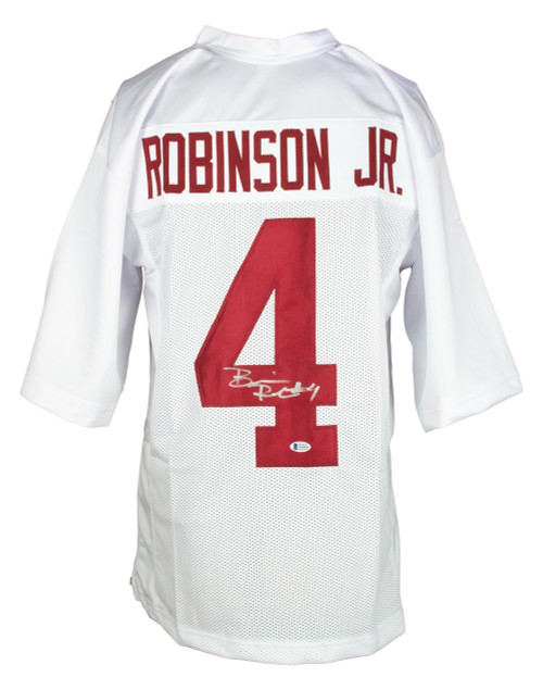 Brian Robinson Jr. Signed Game Cut Alabama White Football Jersey BAS