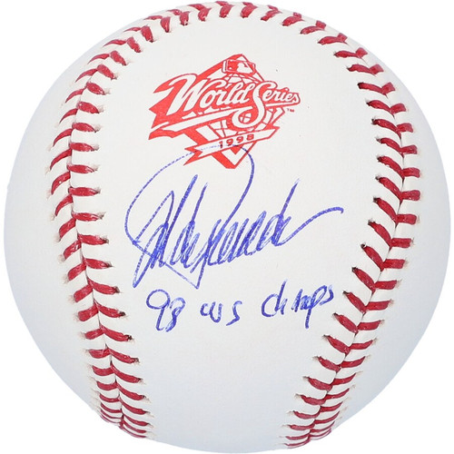 Jorge Posada Yankees Signed 1998 WS Logo Baseball with 98 WS Champs Inscription