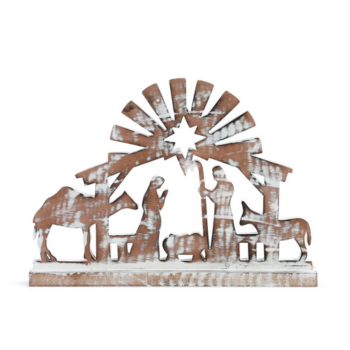 DEMDACO White Washed Wood Nativity