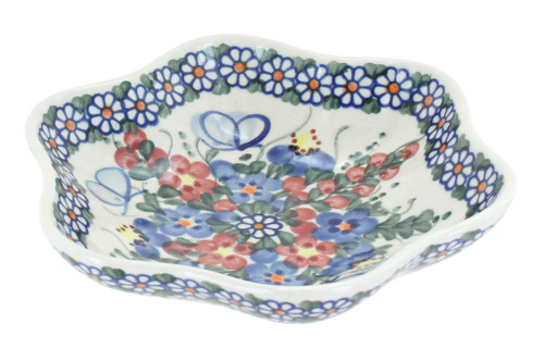 Blue Rose Polish Pottery Garden Butterfly Small Daisy bowl