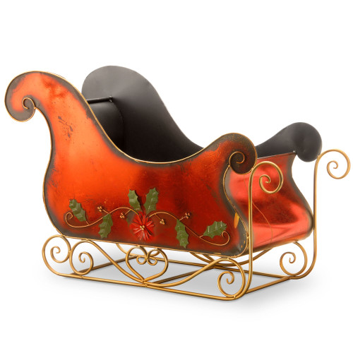 38.5" Red and Gold Handcrafted Christmas Santa Sleigh