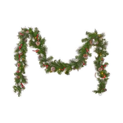 9' x 10" Pre-Lit Mixed Spruce Artificial Christmas Garland with Glitter - Warm White LED Lights