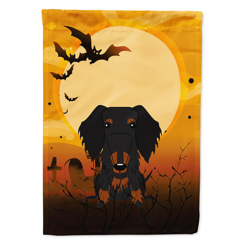 Halloween Wire Haired Dachshund Black Tan Flag Canvas House Size BB4393CHF