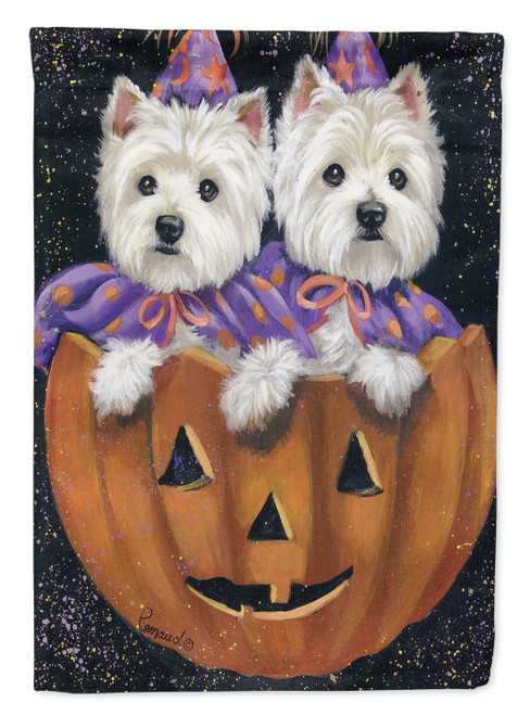 Caroline's Treasures PPP3205GF Westie Halloween Pumpkin Ride Flag Garden Size , Small, multicolor