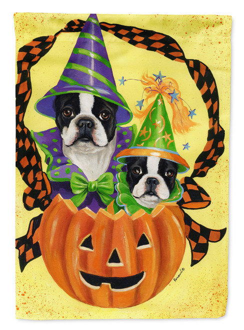 Caroline's Treasures PPP3033GF Boston Terrier Halloweenies Flag Garden Size , Small, multicolor