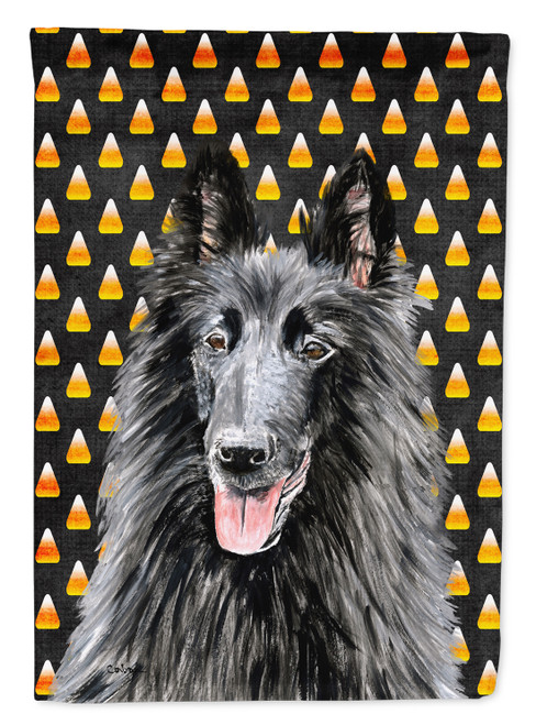 Caroline's Treasures SC9196-FLAG-PARENT Belgian Sheepdog Candy Corn Halloween Portrait Flag, , multicolor - SC9196GF