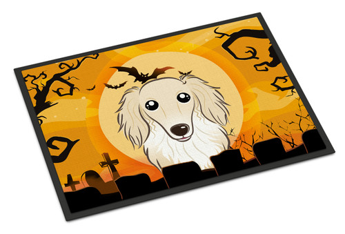 Halloween Longhair Creme Dachshund Door Mat, Indoor Rug or Outdoor Welcome Mat 18x27 Doormat BB1770MAT
