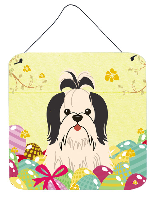 Easter Eggs Shih Tzu Black White Wall or Door Hanging Prints BB6088DS66