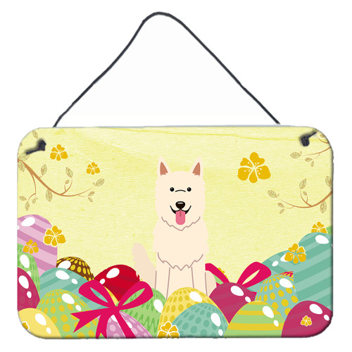 Easter Eggs White German Shepherd Wall or Door Hanging Prints BB6045DS812