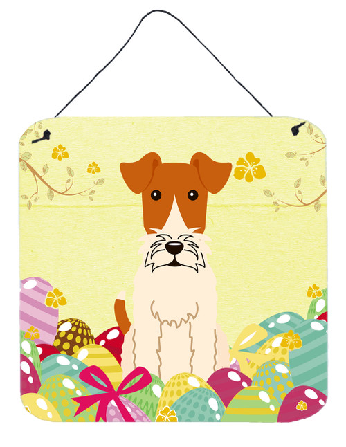 Easter Eggs Wire Fox Terrier Wall or Door Hanging Prints BB6101DS66