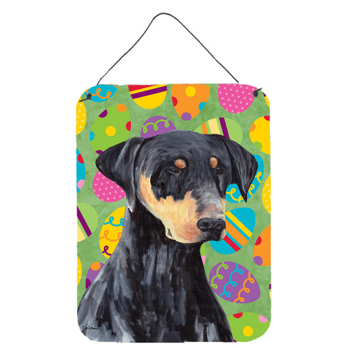 Doberman Easter Eggtravaganza Aluminium Metal Wall or Door Hanging Prints